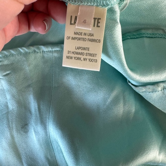 Lapointe Satin Halter Gown 4 Seafoam - Picture 7 of 12